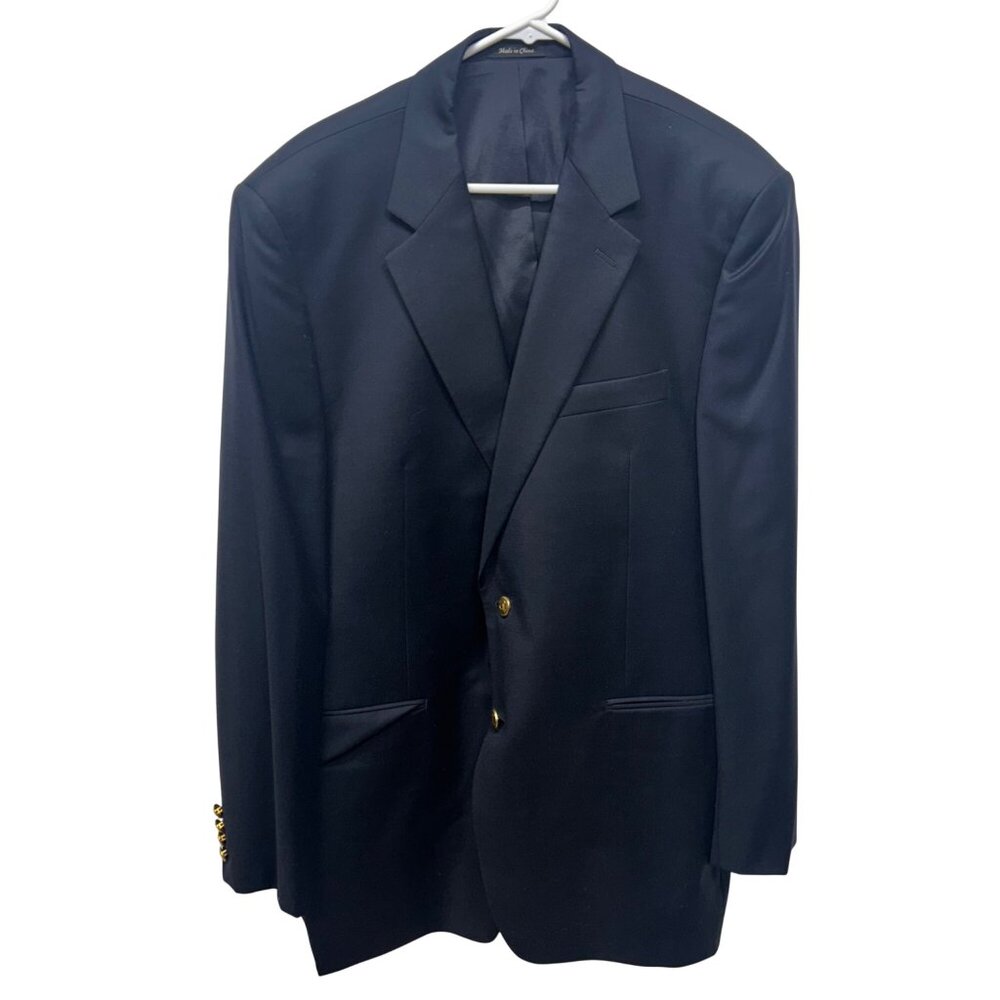 Lauren Ralph Lauren Mens Navy Wool Blazer With Gold Buttons Size 44L